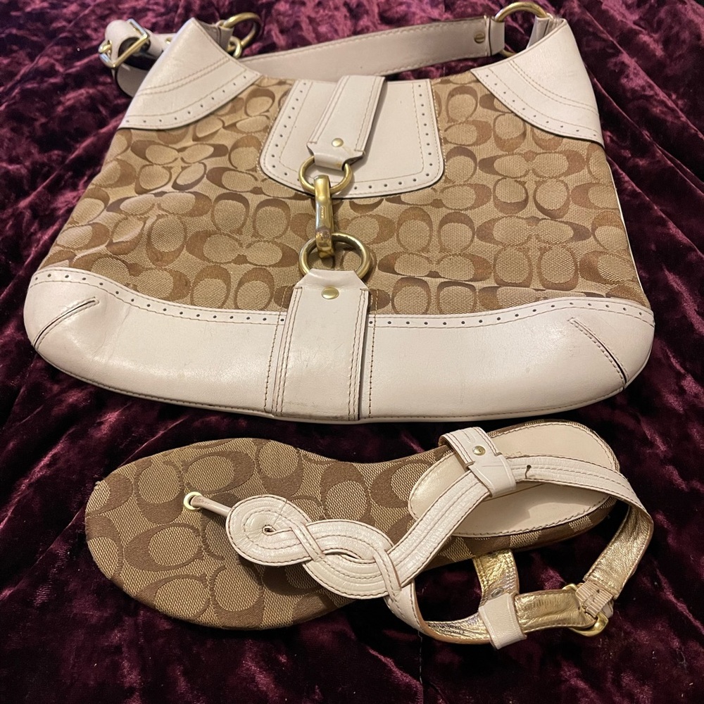 100% Authentic Coach handbag with matching sandal